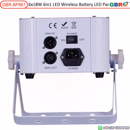 Gbr-Bp661 6X18W RGBWA+UV 6in1 LED Battery Powered Wireless LED PAR Can